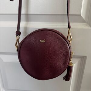 Michael Kors Burgundy Pebbles Leather Canteen Bag